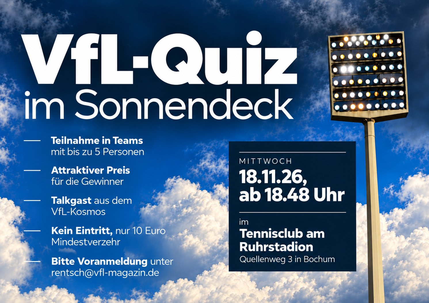 Jetzt anmelden! VfL-Quiz im Sonnendeck feiert Comeback